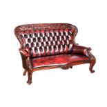 DEEP BUTTONED LEATHER SETTEE