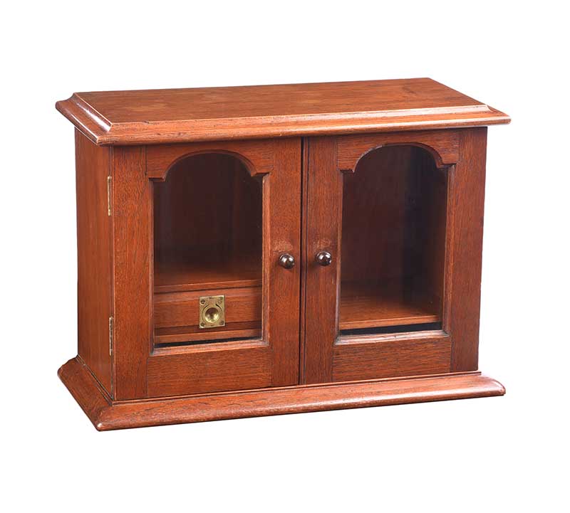 MAHOGANY TWO DOOR GLAZED CABINET