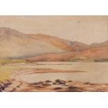 Irish School - DISTANT MOUNTAINS - Watercolour Drawing - 10 x 14 inches - Signed