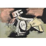 William Scott, RA - DESTROYED BATTLE TANK - Coloured Lithograph - 5.5 x 8 inches - Unsigned