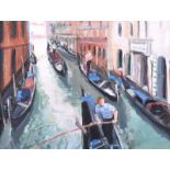 Hilary Bryson - VENICE, VIEW ALONG THE CANAL - Oil on Canvas - 12 x 16 inches - Unsigned