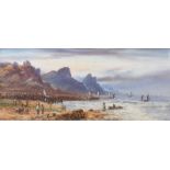 Lennard Lewis - FISHING BOATS HEADING OUT AT HIGH TIDE - Watercolour Drawing - 9 x 21 inches -