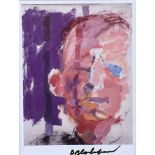 Basil Blackshaw, HRHA HRUA - TRAVELLER'S HEAD II - Coloured Print - 7 x 5 inches - Signed
