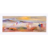 Carol Ann Waldron - BAYSIDE - Oil on Canvas - 3 x 8.5 inches - Signed