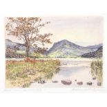 Robert Cresswell Boak, ARCA - BUTTERMMERE (THE ENGLISH LAKES) - Coloured Etching - 7 x 10 inches -
