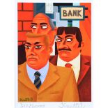 Graham Knuttel - BANK JOB - Limited Edition Coloured Print (322/2000) - 7 x 5.5 inches - Signed