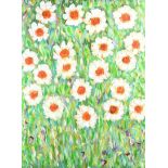 David Wilson - GARDEN DAISIES - Oil on Canvas - 39.5 x 29.5 inches - Signed