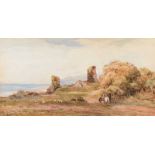 Claude Hayes, RI ROI - ON THE PATH BY THE COAST - Watercolour Drawing - 12 x 24 inches - Signed