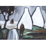 Markey Robinson - ON THE PATH TO THE SEA - Gouache on Board - 9 x 12 inches - Signed