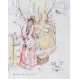 Siobhan Marrinan - A CHRISTMAS VISIT, WAITING FOR THE CATCH - Watercolour Drawing - 15 x 12 inches -