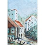 Pearse McCallion - SPANISH VILLAGE - Pastel on Paper - 11 x 8 inches - Signed in Monogram