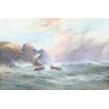 George Henry Jenkins - SHIPWRECK ON A ROCKY COAST - Watercolour Drawing - 10.5 x 15 inches - Signed