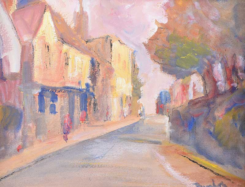 Ronald Ossary Dunlop - A STREET IN RYE - Oil on Paper - 10 x 14 inches - Signed