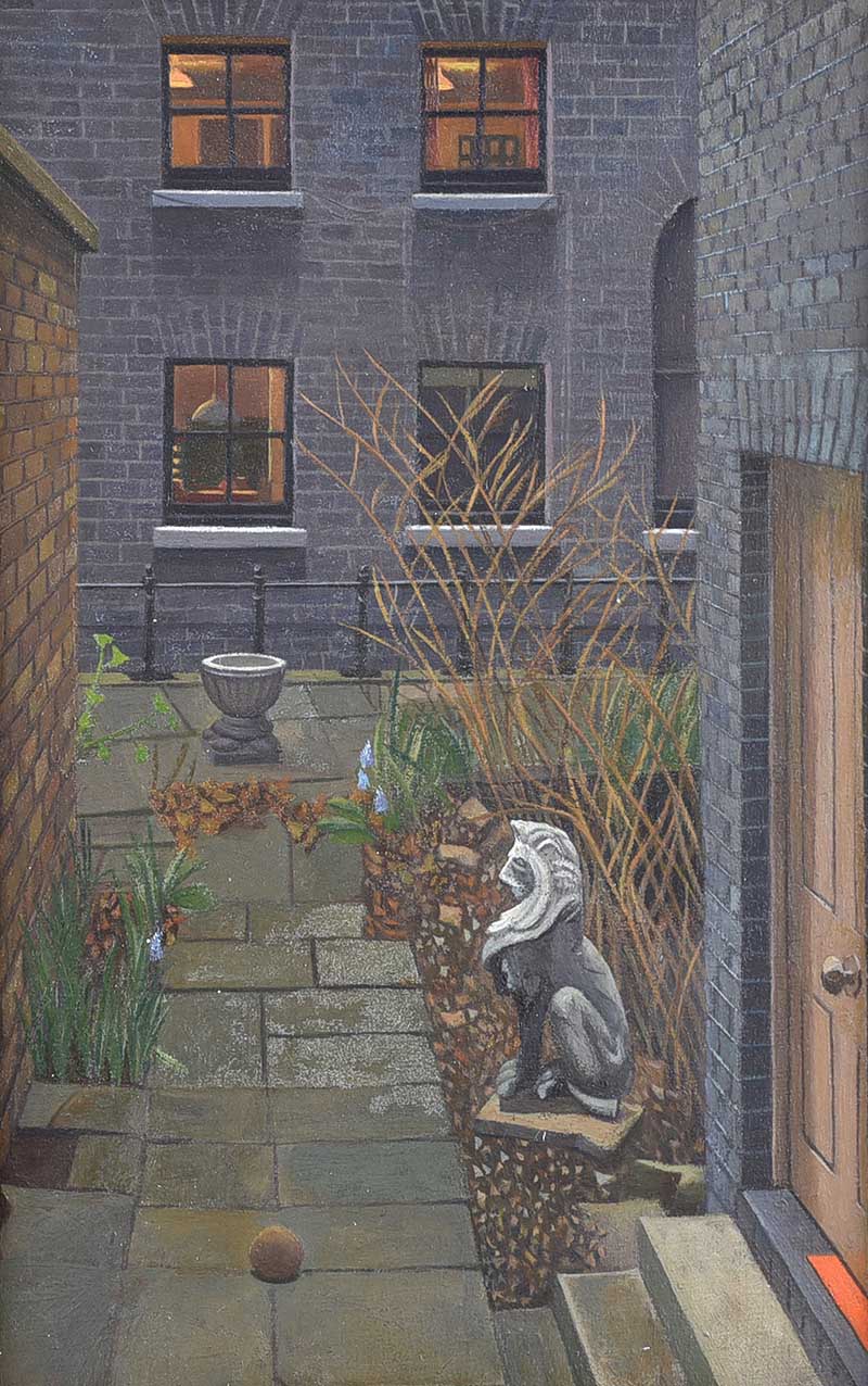 Carolyn Chapman - COURTYARD SEEN FROM STUDIO - Oil on Board - 8.5 x 5 inches - Unsigned