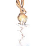 Eileen McKeown - NUT BROWN HARE - Acrylic on Canvas - 39 x 12 inches - Signed in Monogram