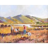 Graham Elliott - TEA BREAK, THE CAHA MOUNTAINS, WEST CORK - Oil on Board - 21 x 26.5 inches -