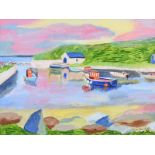 June Marshall, BA - BALLINTOY HARBOUR - Acrylic on Board - 12 x 16 inches - Signed