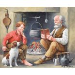 Roy Wallace - STORY TIME - Oil on Board - 8 x 10 inches - Signed