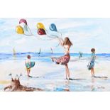 Lorna Millar - FUN AT THE BEACH - Oil on Board - 20 x 30 inches - Signed