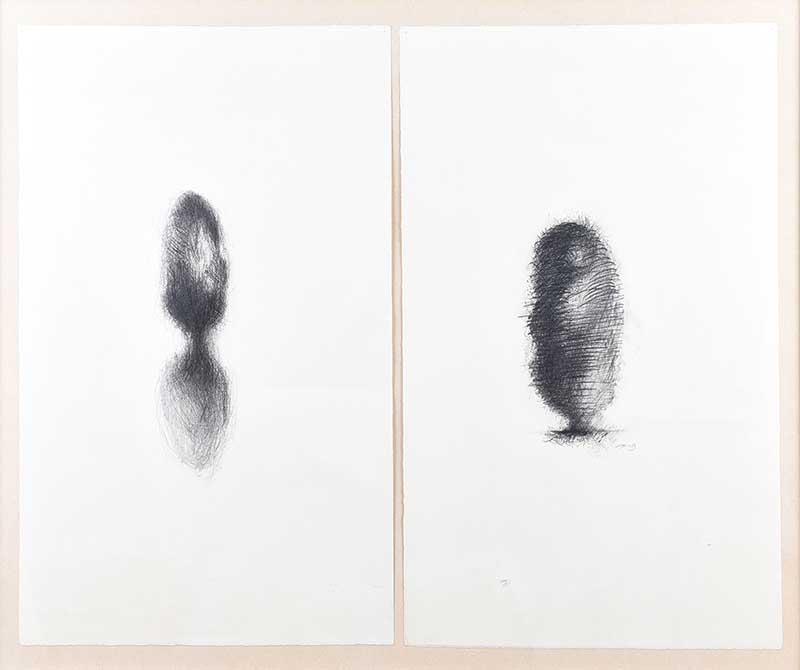 Gerda J. Fromel - TWO TREES - Diptych Pencil on Paper - 25 x 15 inches - Signed in Monogram