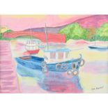 June Marshall, BA - DAVITTS QUAY, DUNGARVAN, COUNTY WATERFORD - Acrylic on Board - 12 x 16