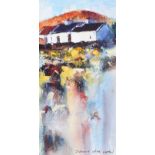 Dennis Orme Shaw - COTTAGES, CONNEMARA - Acyrlic on Paper - 12 x 6 inches - Signed