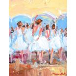 Marie Devlin - BALLERINA CLASS - Oil on Board - 10 x 8 inches - Signed