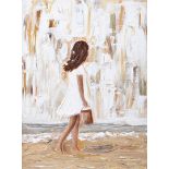 Irish School - GIRL IN THE WHITE DRESS - Oil on Board - 16 x 12 inches - Unsigned