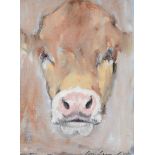 Con Campbell - THE YOUNG BULL - Oil on Board - 8 x 6 inches - Signed