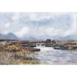 William Percy French - RIVER & BOGLANDS, CONNEMARA - Watercolour Drawing - 7 x 10 inches - Signed