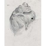 William Conor, RHA RUA - HEAD OF A WOMAN - Pencil on Paper - 4 x 3 inches - Unsigned