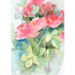 Tom Carr, HRHA HRUA RUA RWS - STILL LIFE, ROSES - Watercolour Drawing - 15 x 10.5 inches - Signed