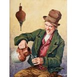 Roy Wallace - A GLASS OF CIDER - Oil on Board - 10 x 8 inches - Signed