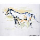 Con Campbell - MARE & FOAL - Oil on Board - 10 x 12 inches - Signed