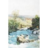 Jack Cudworth - FOOTBRIDGE OVER A MOUNTAIN STREAM - Watercolour Drawing - 12 x 8 inches - Signed