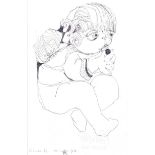 Colin Middleton, RHA RUA - STUDY OF A CHILD - Pen & Ink Drawing - 6 x 4 inches - Signed in Monogram