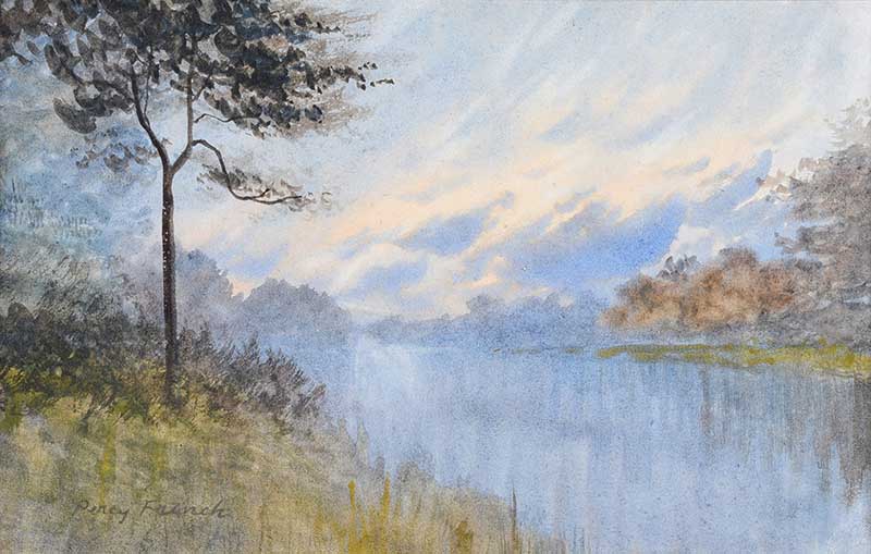 William Percy French - TREE BY THE RIVER - Watercolour Drawing - 7 x 10 inches - Signed