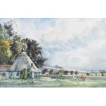 Cecil J. Thornton - THE THATCHED COTTAGE - Watercolour Drawing - 7 x 11 inches - Signed