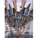 John Ormsby - PLAYING SKIPS ON THE STREET - Acrylic on Board - 16 x 12 inches - Signed