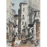 Eugene Veoler - FRENCH STREET - Coloured Print - 7 x 5 inches - Unsigned