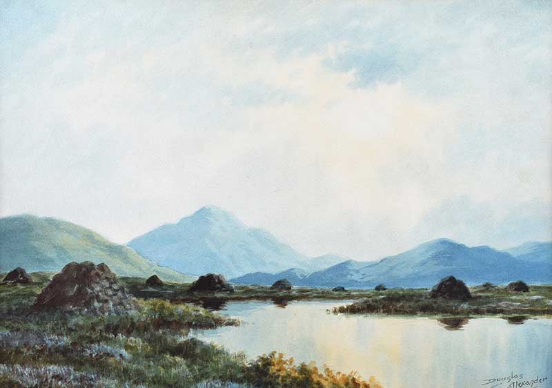 Douglas Alexander, RHA - A GREY DAY CONNEMARA - Watercolour Drawing - 15 x 21 inches - Signed