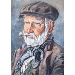 Harold Dearden - PORTRAIT OF A GENT WITH A PIPE - Watercolour Drawing - 14 x 10 inches - Signed