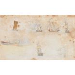 Charles William Day - STUDIES OF SHIPS & BOATS - Watercolour Drawing - 4 x 6 inches - Unsigned