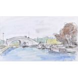 Maurice Canning Wilks, ARHA RUA - ON THE CANAL - Watercolour Drawing - 8 x 13 inches - Signed