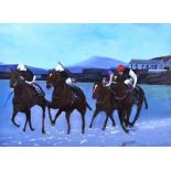 Sean Lorinyenko - HORSE RACE AT DOWNINGS - Watercolour Drawing - 11 x 15 inches - Signed