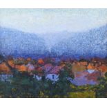 Graham Beeching - VIEW FROM A BALCONY - Oil on Board - 24 x 29 inches - Signed Verso
