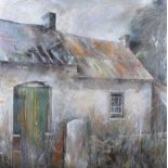 Elizabeth Taggart - COTTAGE AT QUINTIN, NEAR PORTAFERRY - Oil on Irish Linen - 40 x 40 inches -