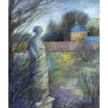 Elizabeth Taggart - STATUE IN THE GARDEN OF BALLYWALTER PARK, COUNTY DOWN - Oil on Board - 7.5 x 6.5