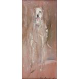 Con Campbell - RACING GREYHOUND - Oil on Board - 9.5 x 4 inches - Signed