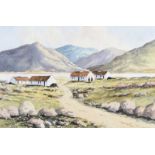 Hugh McIlfatrick - COTTAGES BY THE SEA - Watercolour Drawing - 13 x 20 inches - Signed